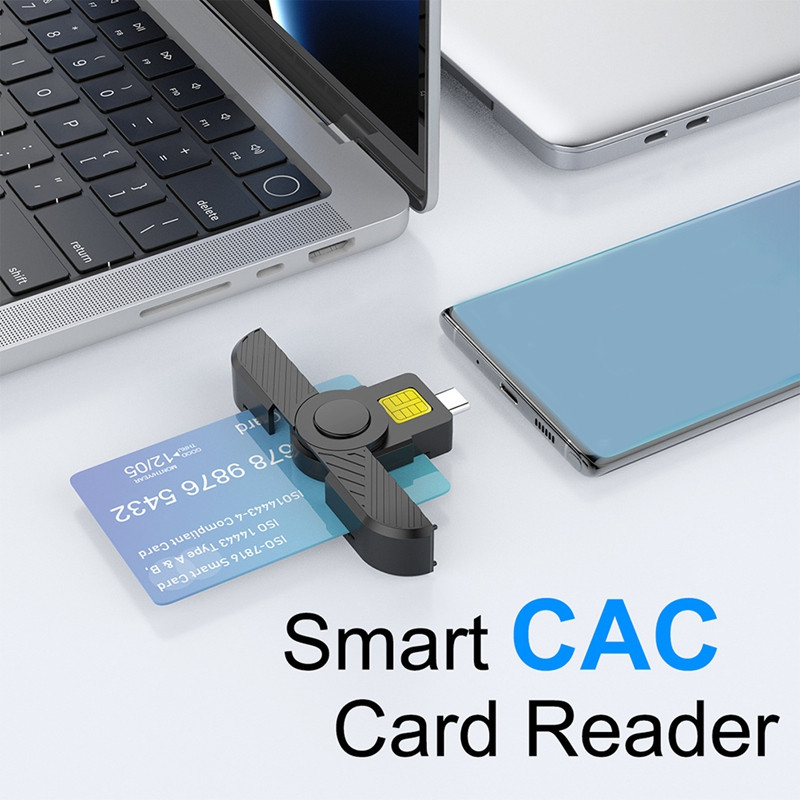 Összehajtható USB Type C Common Access Smart Card SIM-kártya/IC bankchip kártyaolvasó Macos okostelefonokkal kompatibilis