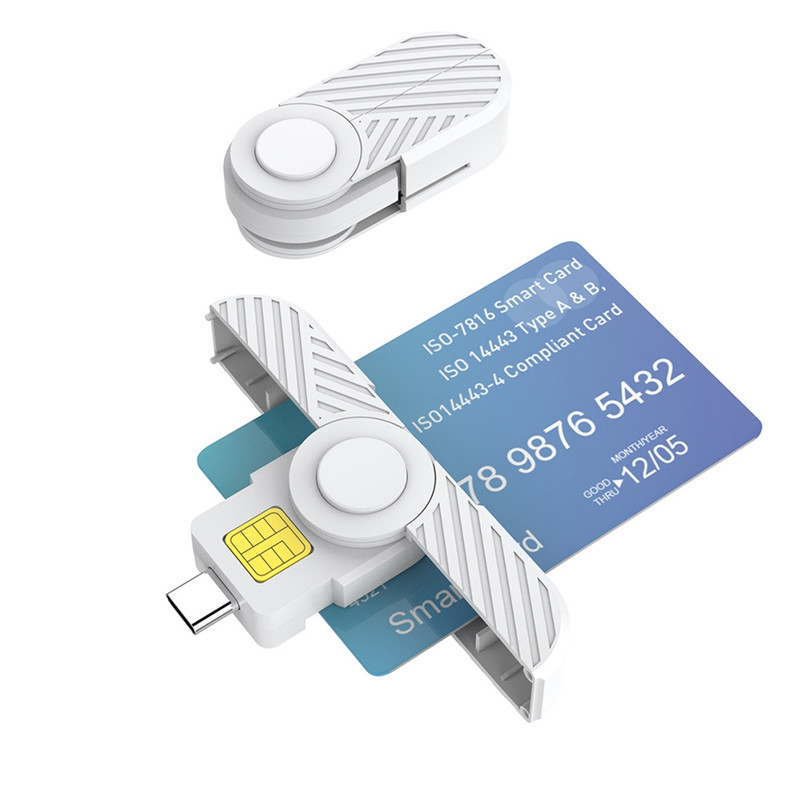 Összehajtható USB Type C Common Access Smart Card SIM-kártya/IC bankchip kártyaolvasó Macos okostelefonokkal kompatibilis
