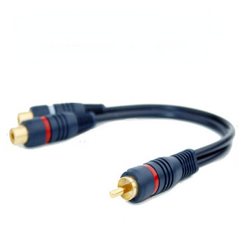 0.2M кабелна линия Cooper Wire 2 RCA женски към 1 RCA мъжки сплитер кабел Аудио сплитер Дистрибутор Конвертор Високоговорител Златен кабел