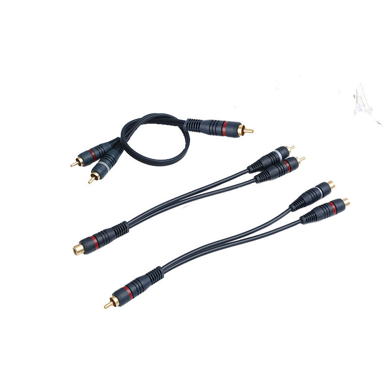 0,2 M vada līnijas Cooper vads, 2 RCA maģistrāles uz 1 RCA vīrišķo sadalītāja kabeli Audio sadalītāja sadalītāja pārveidotāja skaļruņa zelta kabelis