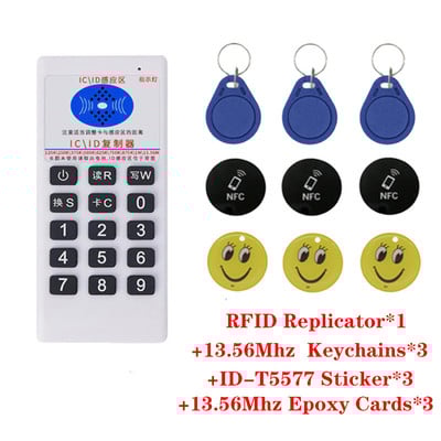 Rfid käeshoitav kaardilugeja 125 khz T5577 märgi klooni paljundusseade 13,56 MHz võtmekoopiamasin Ic Id nutika kiibi sildikirjutaja programmeerija