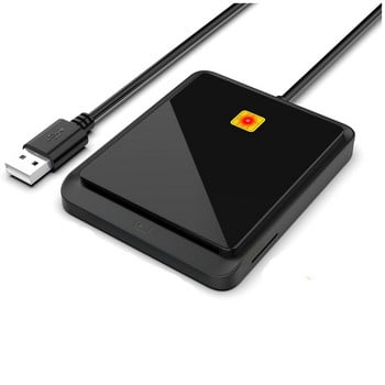 USB 2.0 Smart Card Reader Smart Card Reader Card Reader SIM Card Reader Σχεδιασμός διπλής υποδοχής καρτών για Windows Linux, λευκό