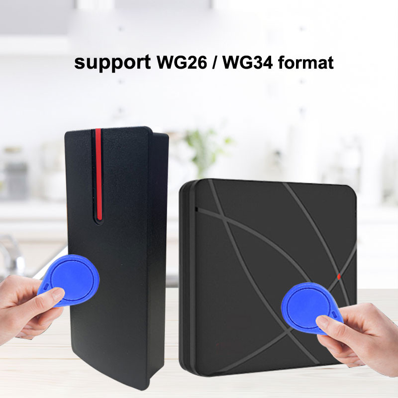 RFID-kaardilugeja välimine veekindel IP67 125khz ID-kaardi tugi Wiegand 26/34 vormingus, mida kasutatakse juurdepääsukontrollisüsteemi jaoks