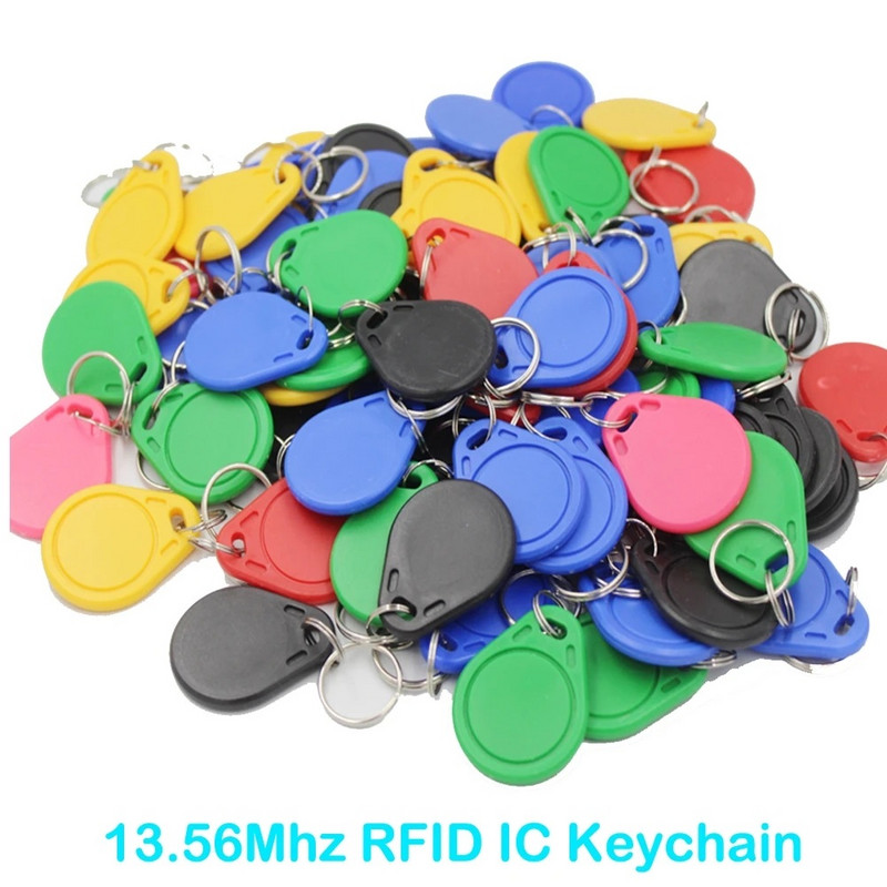100 vnt. vandeniui atsparus 13,56 MHz IC pultelis RFID prieigos valdymo raktų ieškiklis kortelės žetonų lankomumo valdymo raktų pakabukas