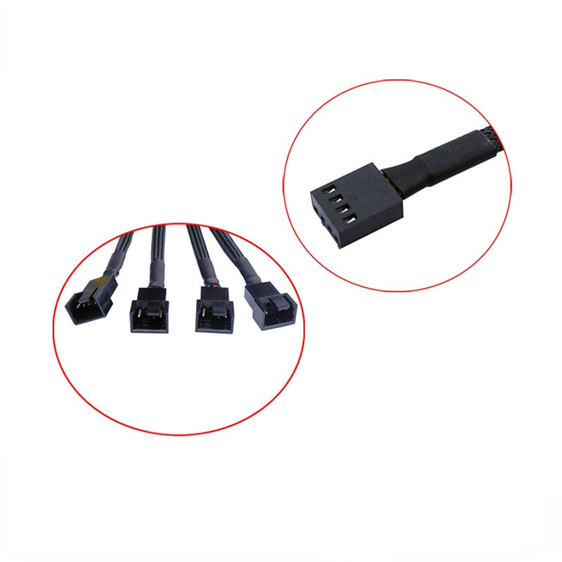 1 kuni 2/1 kuni 3/1 kuni 4 4 kontaktiga PWM jaoturi adapteri kaabel arvuti protsessori korpuse ventilaatori varrukaga toitekaabel 4 kontaktiga PWM