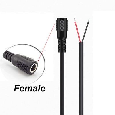20AWG līdzstrāvas barošanas kabeļa vīrišķais savienotājs DIY vadu spraudņa ligzdas adapteris videonovērošanas kamerai monitoram saules panelis 5,5x2,1 mm