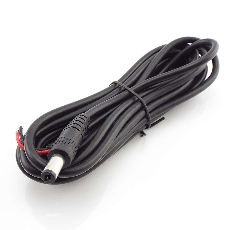 20AWG līdzstrāvas barošanas kabeļa vīrišķais savienotājs DIY vadu spraudņa ligzdas adapteris videonovērošanas kamerai monitoram saules panelis 5,5x2,1 mm