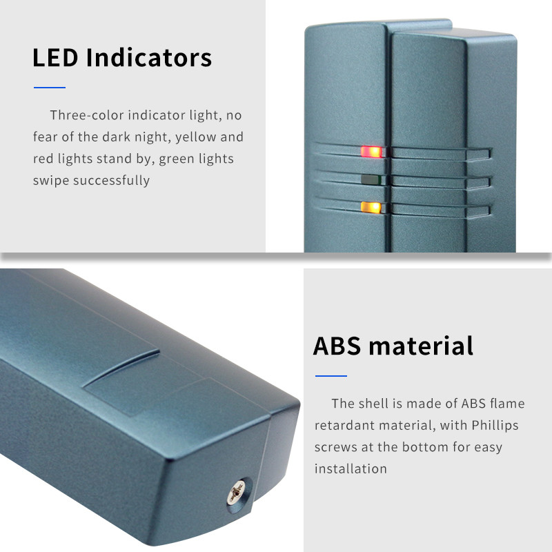 Zaštita od metala, vanjski vodootporan čitač kartica za kontrolu pristupa ID/IC kartice, s LED svjetlom, Wiegand 26/34 prekidač međusobno