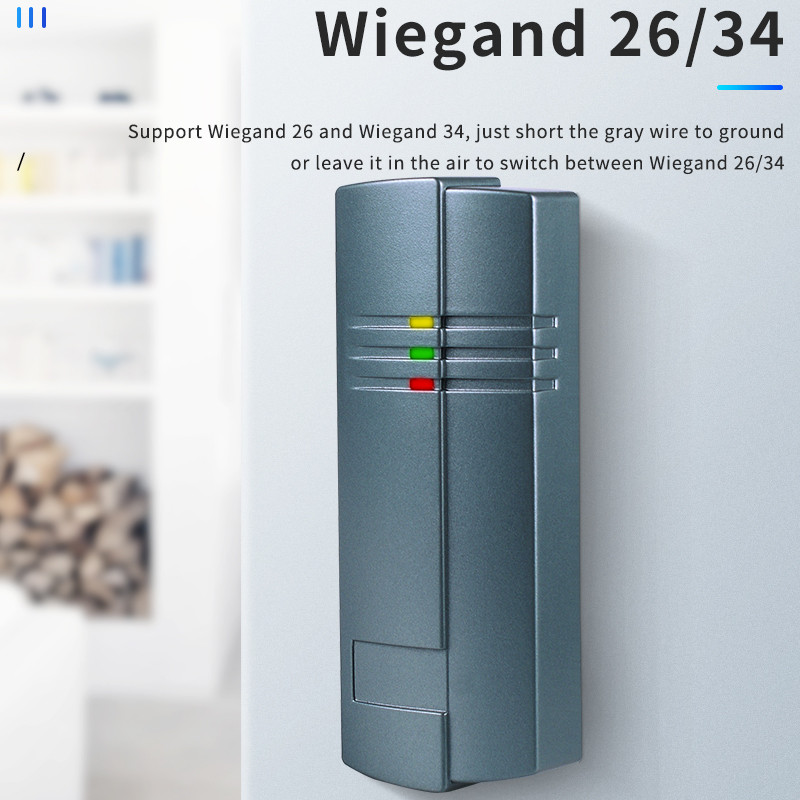 Zaštita od metala, vanjski vodootporan čitač kartica za kontrolu pristupa ID/IC kartice, s LED svjetlom, Wiegand 26/34 prekidač međusobno