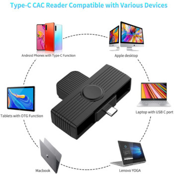 CR318 USB четец на смарт карти за банкова карта SIM ID CAC конектор адаптер за компютър