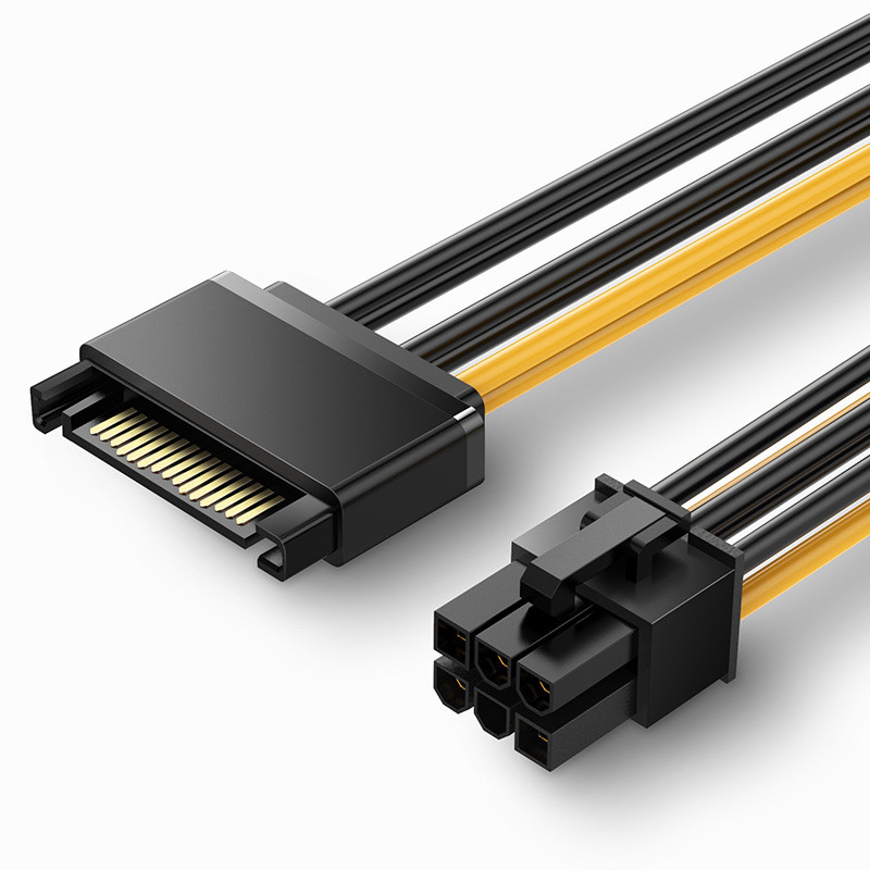 3 TK SATA 15 kontaktiga 6 kontaktiga toitekaabel 3-pakk 15 kontaktiga SATA kuni 6 kontaktiga pci Express toiteadapteri kaabel - 8 tolli