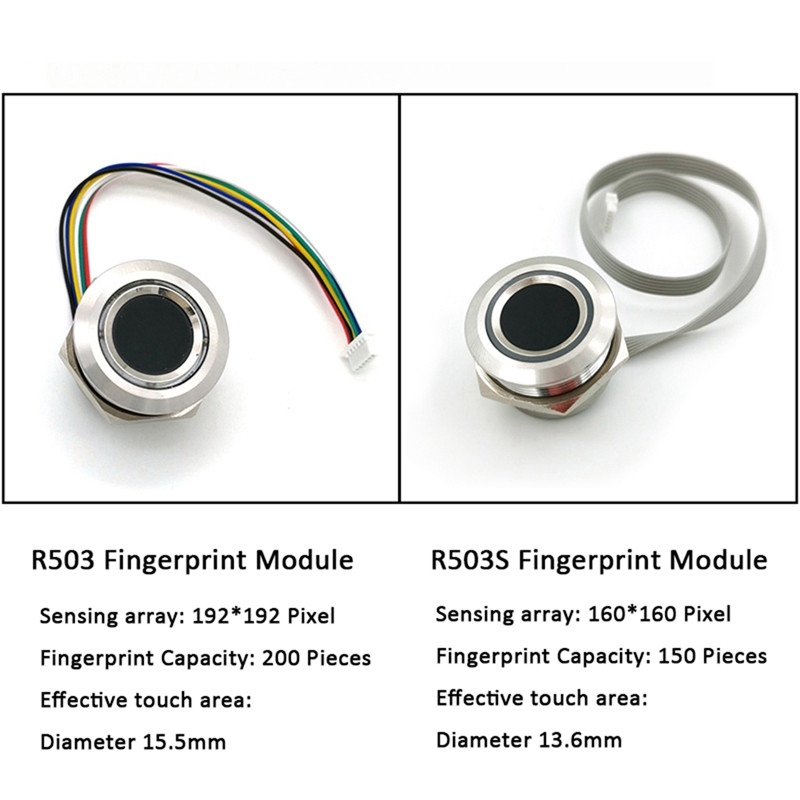 R503S RGB rõnga LED-juhtjuht DC3,3V MX1,0-6Pin 150 mahutavusega sõrmejäljemooduli anduri skanner