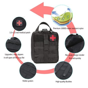 Комплект за първа помощ за оцеляване Контейнер Пътуване Плат Оксфорд Водоустойчив тактически пакет за кръста Катерене на открито Къмпинг оборудване Безопасна чанта