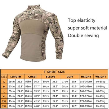 Тактическа риза Combat Shirt Men Clothing Military Elasticity Man Shirt Camo T Shirt Multicam Army Long Shirt Ловни дрехи