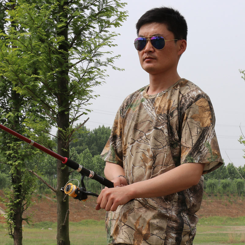 Ljetna puna pamučna majica kratkih rukava Borovina Dead Leaf Kamuflažna majica za lov i ribolov Majice kratkih rukava za fotografiranje ptica u džungli