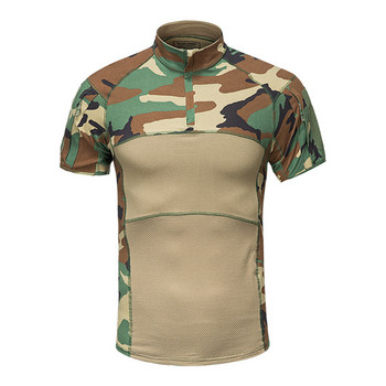 Τακτικό πουκάμισο με κοντό μανίκι επάνω Camo ρούχα για εξωτερικούς χώρους Airsoft πουκάμισα πεζοπορίας MultiCam Στρατιωτικό κυνήγι μάχης καμουφλάζ μπλουζάκι