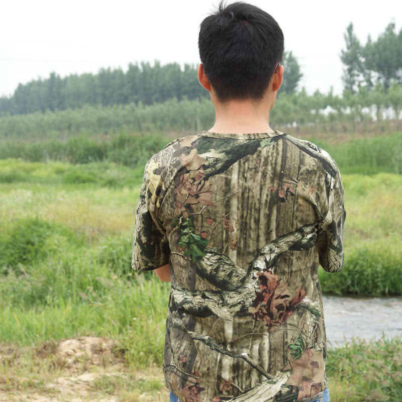 Vyriški didelio dydžio vasariniai marškinėliai trumpomis rankovėmis, pilnomis medvilninėmis kamufliažinėmis džiunglių medžioklės marškinėliais, kvėpuojantys žvejo drabužiai, sportiniai marškinėliai