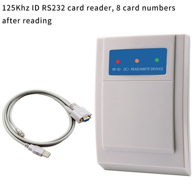 RS232-vormingus 125KHz 13,56MHz RF-kaardilugeja, liikmesüsteemi jadapääsu juhtimiskaardi väljastaja, USB-liidese toiteallikas