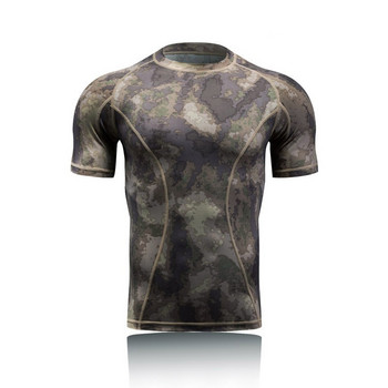 Πουκάμισο Camouflage Tactical Compression Βραχυμάνικο Combat T-shirts Ανδρικά μπλουζάκια Camo Quick Dry υπαίθριο κυνήγι Πεζοπορία Στρατιωτικό πουκάμισο