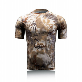 Πουκάμισο Camouflage Tactical Compression Βραχυμάνικο Combat T-shirts Ανδρικά μπλουζάκια Camo Quick Dry υπαίθριο κυνήγι Πεζοπορία Στρατιωτικό πουκάμισο
