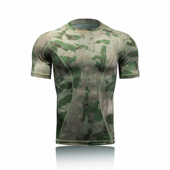 Πουκάμισο Camouflage Tactical Compression Βραχυμάνικο Combat T-shirts Ανδρικά μπλουζάκια Camo Quick Dry υπαίθριο κυνήγι Πεζοπορία Στρατιωτικό πουκάμισο