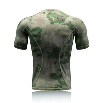 Πουκάμισο Camouflage Tactical Compression Βραχυμάνικο Combat T-shirts Ανδρικά μπλουζάκια Camo Quick Dry υπαίθριο κυνήγι Πεζοπορία Στρατιωτικό πουκάμισο