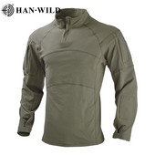 HAN WILD Tactical Combat Shirt Ανδρικό Βαμβακερό Στρατιωτικό Μπλουζάκι Καμουφλάζ Multicam Ενδύματα Στρατού των ΗΠΑ Μακρυμάνικο πουκάμισο Camo