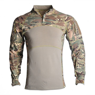 HAN WILD Tactical Combat Shirt Ανδρικό Βαμβακερό Στρατιωτικό Μπλουζάκι Καμουφλάζ Multicam Ενδύματα Στρατού των ΗΠΑ Μακρυμάνικο πουκάμισο Camo
