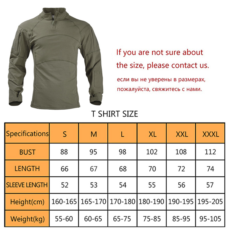 HAN WILD Tactical Combat Shirt Ανδρικό Βαμβακερό Στρατιωτικό Μπλουζάκι Καμουφλάζ Multicam Ενδύματα Στρατού των ΗΠΑ Μακρυμάνικο πουκάμισο Camo