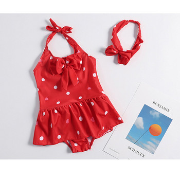 Прекрасни бански костюми за момичета на точки Детски бански костюми Gallus Висококачествени дишащи бански костюми Sandbeach Червена тъмносиня бебешка пола за плуване