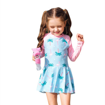 Μικρό κορίτσι μαγιό Παιδικό μαγιό για κορίτσια Ολόσωμο φόρεμα χαριτωμένο μόδας μακρυμάνικο μαγιό βρεφικό κορίτσι