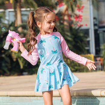 Μικρό κορίτσι μαγιό Παιδικό μαγιό για κορίτσια Ολόσωμο φόρεμα χαριτωμένο μόδας μακρυμάνικο μαγιό βρεφικό κορίτσι