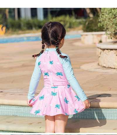 Mazu bērnu peldkostīms bērnu peldkostīms meitenēm viengabala kleita jauka, moderna, saulei izturīga peldkostīms ar garām piedurknēm, meiteņu peldkostīmi