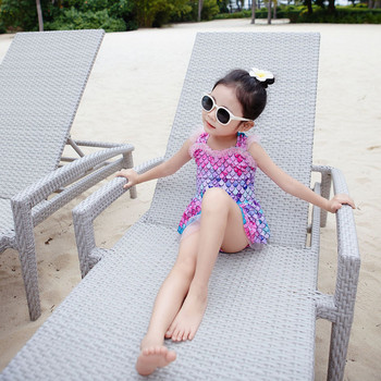 Mermaid Kids Girl One Piece Swimdress Mesh Παιδικό μαγιό με φούστα Cute Littel Girl Bathing Beach Swimwear