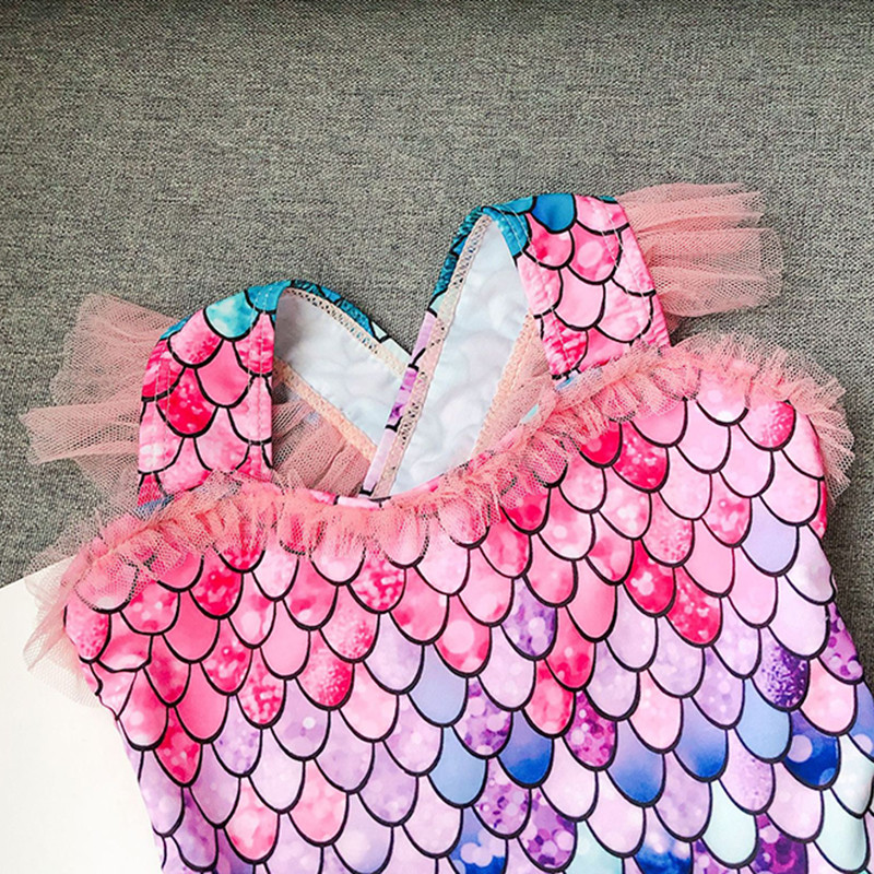 Mermaid Kids Girl One Piece peldkostīms Tīkla bērnu peldkostīms ar svārkiem Jauki maza meitene peldēšanai pludmales svārki peldkostīmi