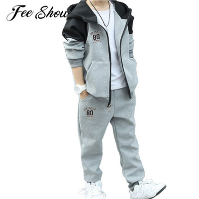 Σετ φόρμες για αγόρια Casual φούτερ με κουκούλα Μακριά παντελόνια αθλητικές φόρμες για αγόρια 4 ετών έως 12 ετών Παιδική αθλητική στολή Παιδικά αθλητικά ρούχα
