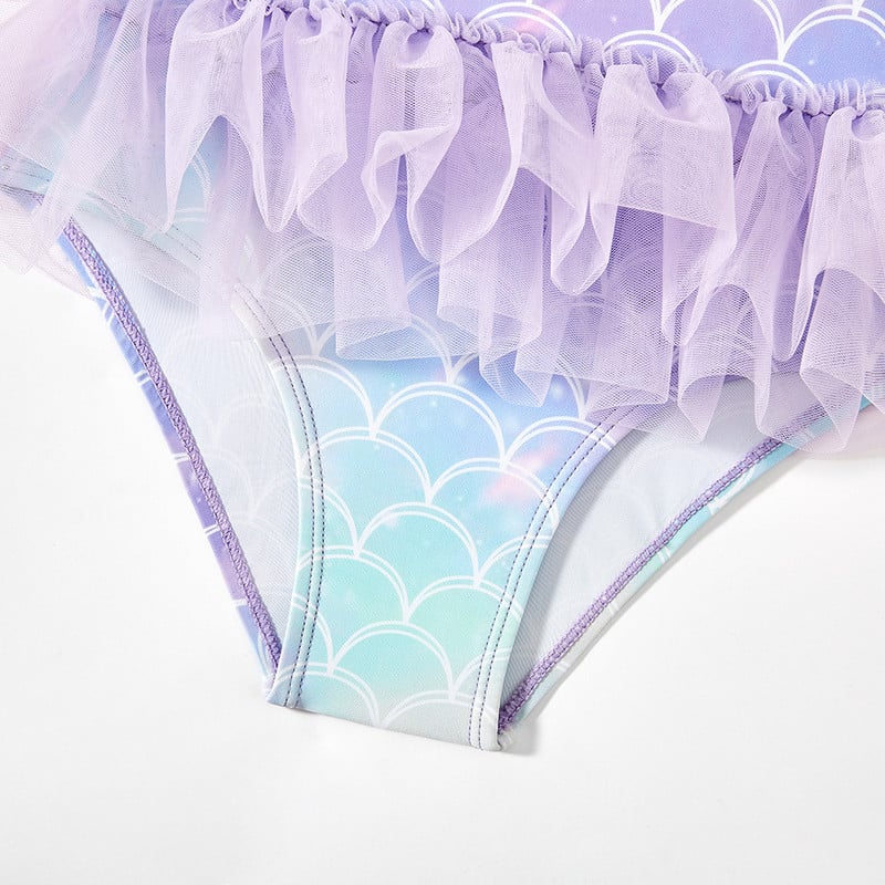 Fish Scale Toddler Baby Girls Viengabala peldkostīms Kids Tutu Bērnu peldkostīmi 2-8G Zīdaiņu peldkostīms Criss Cross pludmales apģērbs