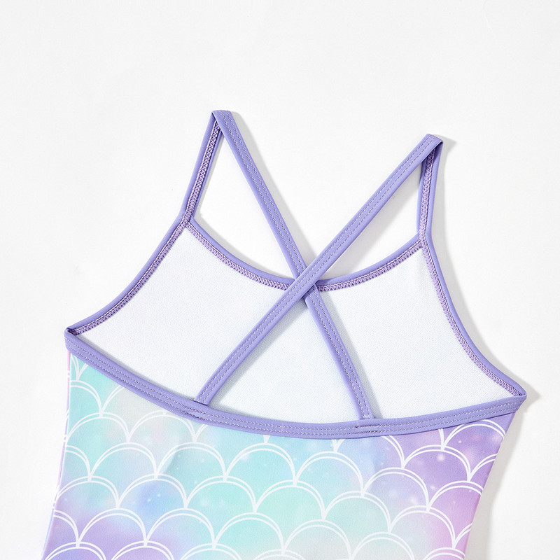 Fish Scale Toddler Baby Girls Viengabala peldkostīms Kids Tutu Bērnu peldkostīmi 2-8G Zīdaiņu peldkostīms Criss Cross pludmales apģērbs