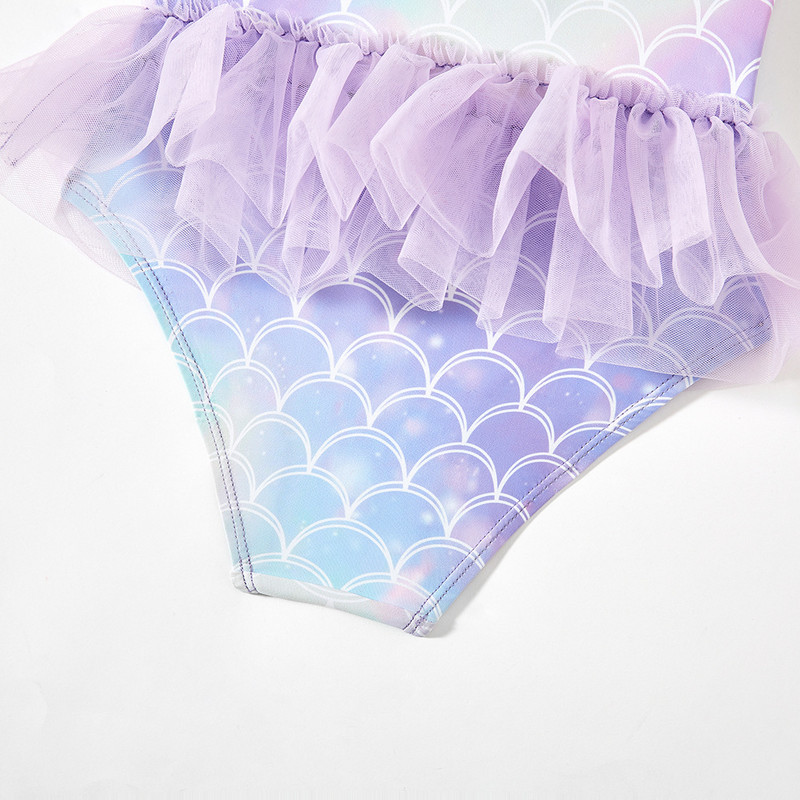Fish Scale Toddler Baby Girls Viengabala peldkostīms Kids Tutu Bērnu peldkostīmi 2-8G Zīdaiņu peldkostīms Criss Cross pludmales apģērbs