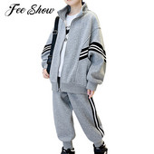 Bērni Zēni Bērnu Sporta Komplekts Ikdienas tērpi Treniņtērps Virsdrēbes Garām piedurknēm Svītraina Apdruka Rāvējslēdzējs Mētelis Jaka ar Biksēm Apģērbi