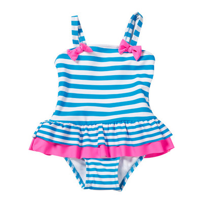 Csíkos csecsemő baba lányok egyrészes fürdőruha fodros szegéllyel szoknyával Kislányok fürdőruha Gyermek fürdőruha Strand fürdőruha