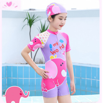 Παιδικό ολόσωμο σετ μαγιό για κορίτσια κινουμένων σχεδίων Καλοκαιρινή αντηλιακή στολή για σέρφινγκ Μαγιό στολή και σκουφάκι κολύμβησης