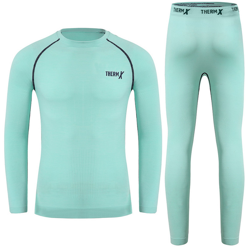 YOOY Ziemas Zēnu Slēpošanas Termoveļas Komplekti Bērnu Funkcionāli Krekli Un Bikses Meiteņu Sporta Komplekts Bērniem Ātri Nožūst Krekli un Bikses