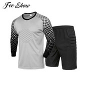 Modes bērnu zēnu futbola treniņu tērpi, uzvalki ar sūkli polsterēti, futbola topi ar šortiem, kas paredzēti vārtsarga treniņtērpam