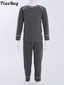 Zimski dječji set termo donjeg rublja od flisa za djecu Topla dnevna odjeća Topla dnevna odjeća s printom slova okrugli izrez Majice dugih rukava s hlačama