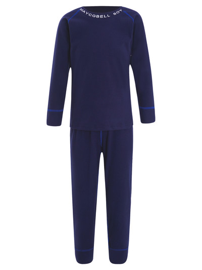 Zimski dječji set termo donjeg rublja od flisa za djecu Topla dnevna odjeća Topla dnevna odjeća s printom slova okrugli izrez Majice dugih rukava s hlačama