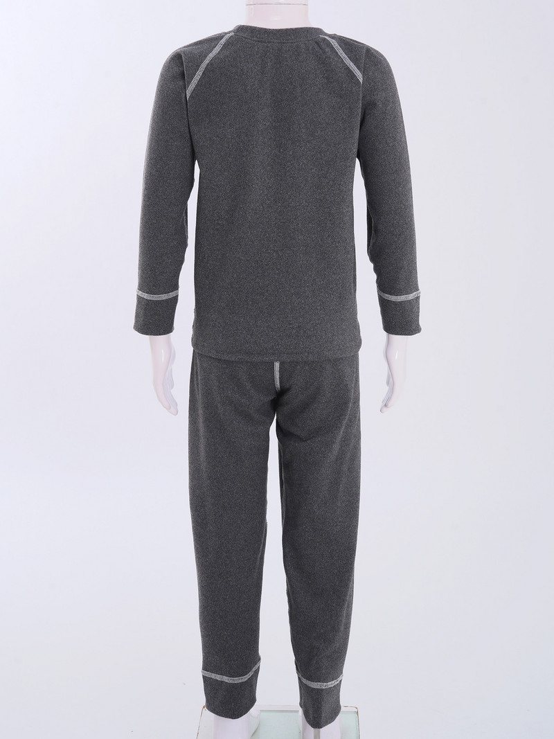 Zimski dječji set termo donjeg rublja od flisa za djecu Topla dnevna odjeća Topla dnevna odjeća s printom slova okrugli izrez Majice dugih rukava s hlačama