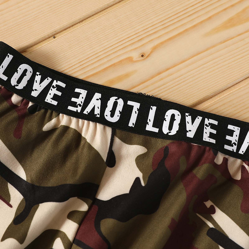 Lastele Tüdrukutele Kamuflaažiprintiga Jõusaali Spordiülikond pikkade varrukatega Tähedega Trükitud Crop Top Kõrge vöökoht elastne vöökoht Pükste komplekt