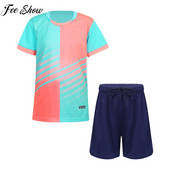 Copii Băieți Costum Sport Tricou cu mânecă scurtă și Set pantaloni scurți Fotbal Tenis Fotbal Baschet Uniforme Joc Antrenament Îmbrăcăminte sportivă