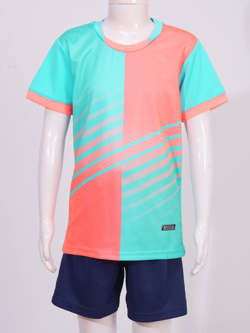 Copii Băieți Costum Sport Tricou cu mânecă scurtă și Set pantaloni scurți Fotbal Tenis Fotbal Baschet Uniforme Joc Antrenament Îmbrăcăminte sportivă